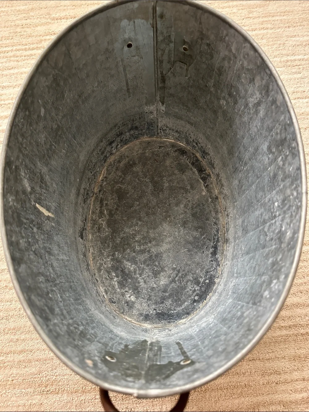 Crate & Barrel Beverage Tub Fluted Galvanized Metal Rustic Cooler Oval